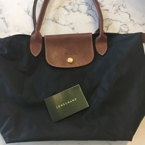 Black Longchamp Le Pliage tote